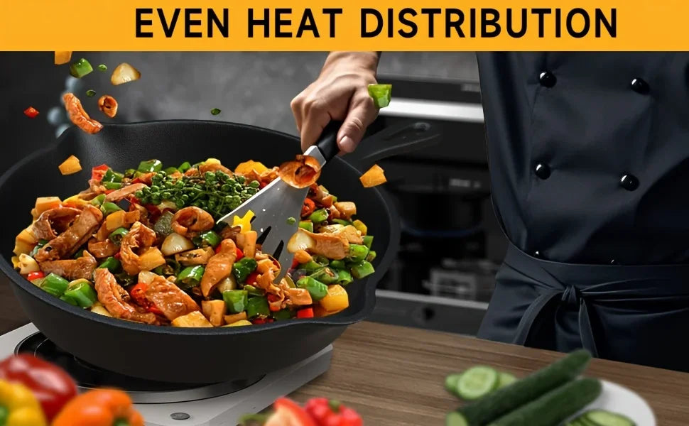 3-Piece Cast Iron Skillet Set (6/8/10 Inch) - Pre-Seasoned, Non-Stick, Heavy-Duty Pans for Oven, Grill & Campfire Cooking
