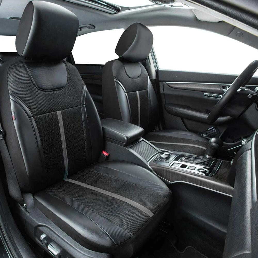 Universal Leather and Mesh Fabric Car Seat Covers Leather Set Fit For Most Car SUV Truck Van Car Accessories Interior