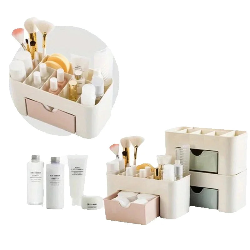 Clear Acrylic Makeup Organizer, Drawer Storage for Lipsticks, Brushes, Cotton Swabs & Perfume