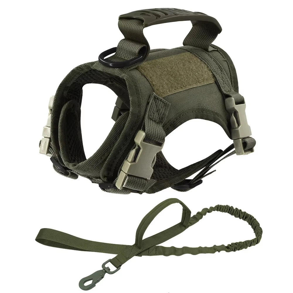 Tactical Cat Harness Leash Set Escape Proof Breathable Military Vest and Velcro for Small Dog Kittens Puppies Walking & Training