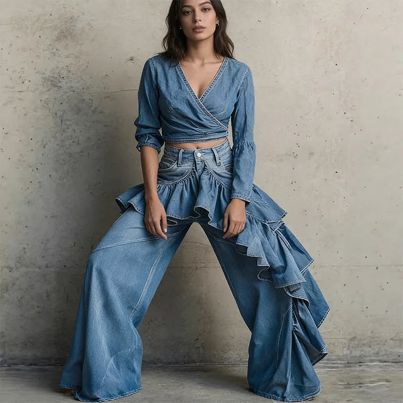 Wide Leg Pants Vintage Hip Hop Style Casual Trousers