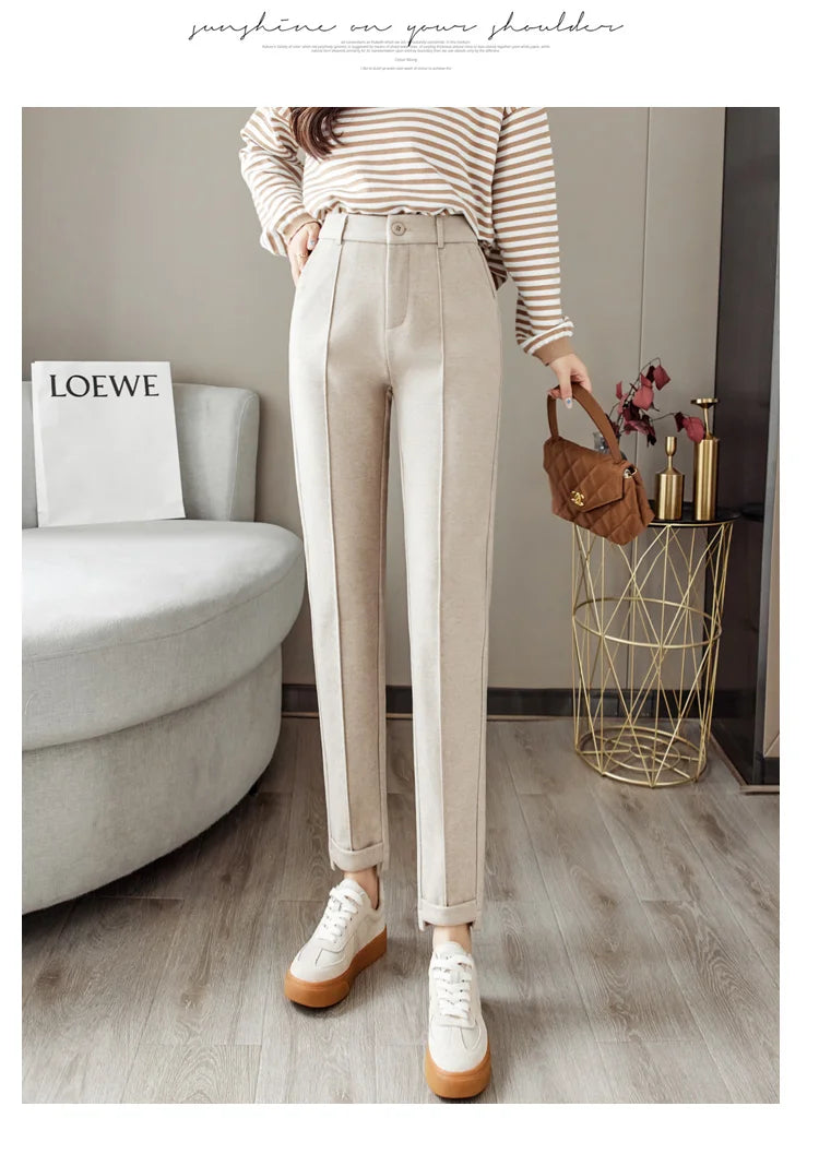 Woolen Pants Women's Harem Pencil Pants High Waist Casual Suit Pants Office Lady Women Trousers Hot Sale