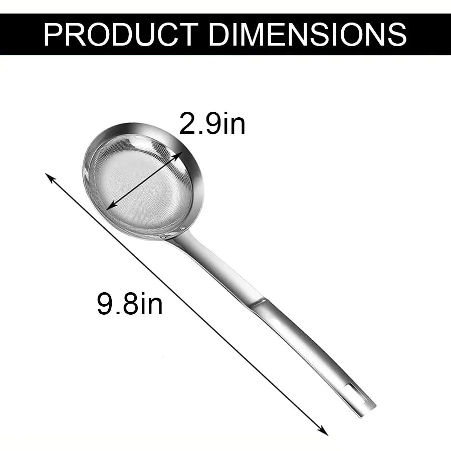 Multi-Functional Hot Pot Fat Skimmer Spoon, Stainless Steel Fine Mesh Strainer for Grease, Foam & Food Residue Removal