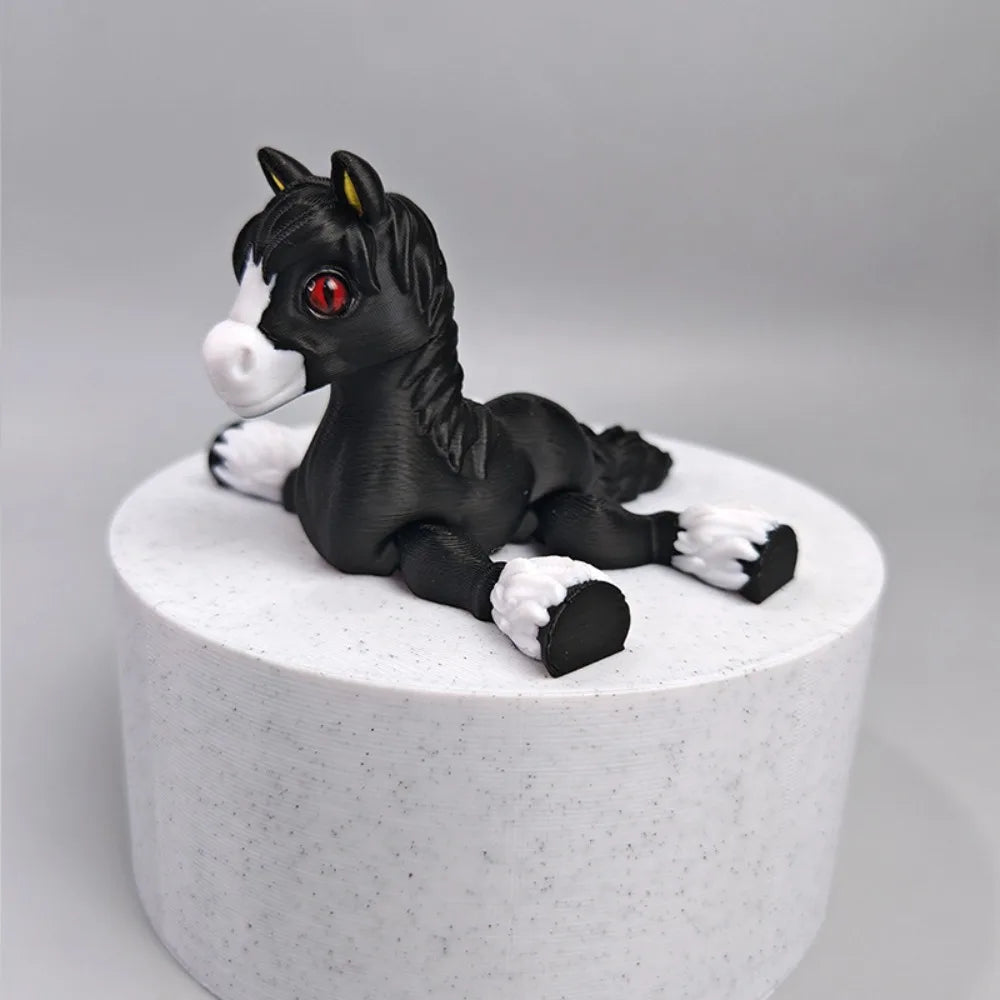 Cute 3D Printed Horse Animals Multi-joint Movable Relief Sensory Kids Gift Mini Home Ornament Desktop Decorations