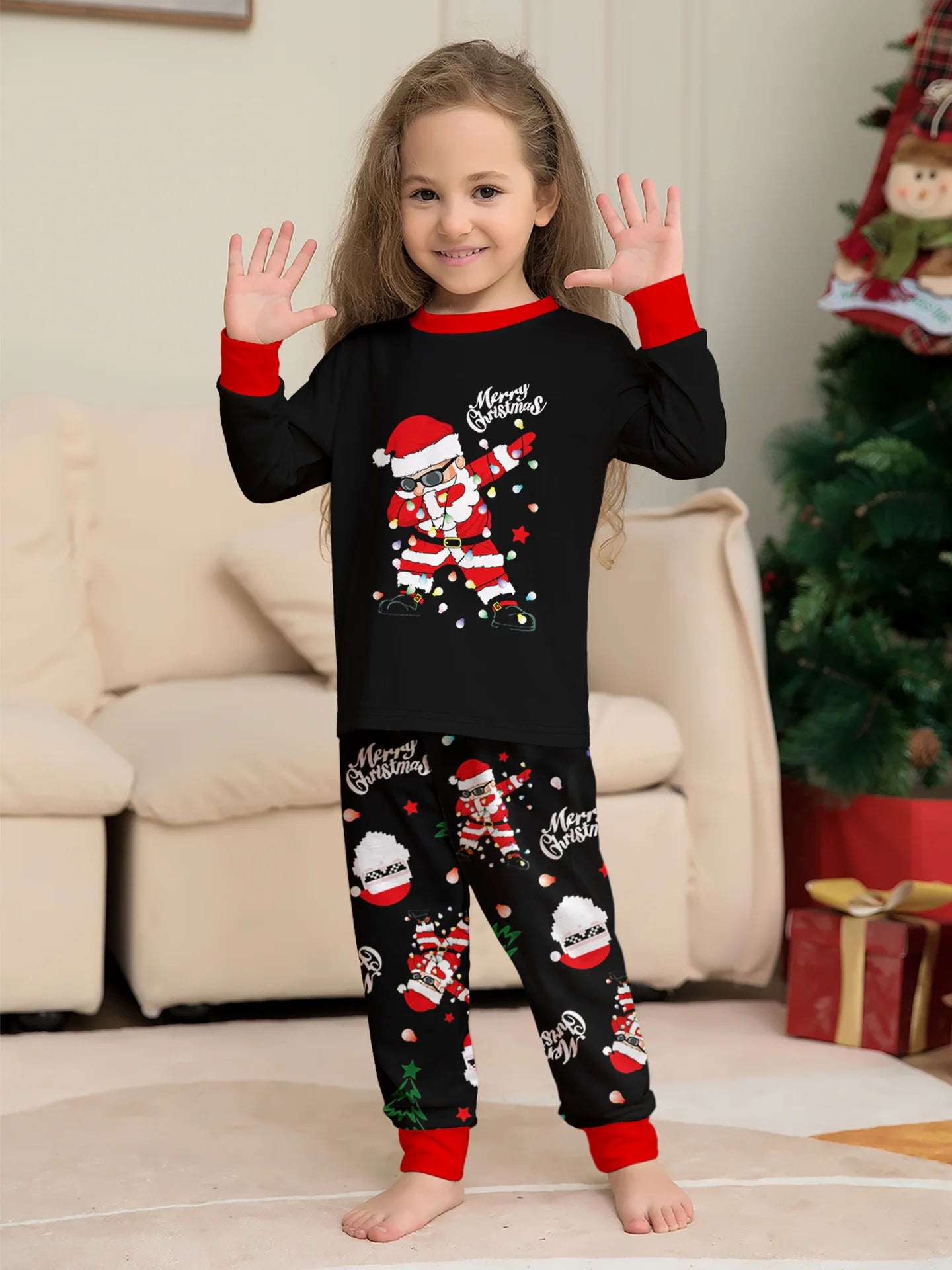 2025 New family-friendly home wear for Christmas holiday photos, including adult and children's pajama sets, Family Pajamas