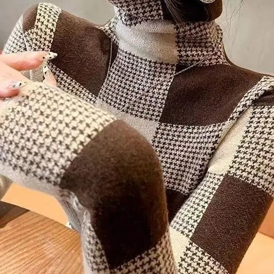 High Neck Sweater for Autumn and Winter Women 2024 New Slim Fit Top Pile Collar Base Shirt Stylish Women's Clothing