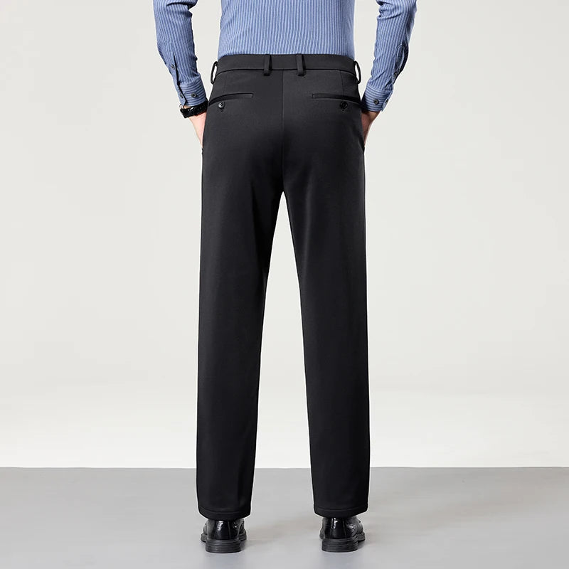 Men's Big Tall Classic Dress Pants High Elasticity Wrinkle Resistant Elegant Casual Straight Leg Business Daily Trousers