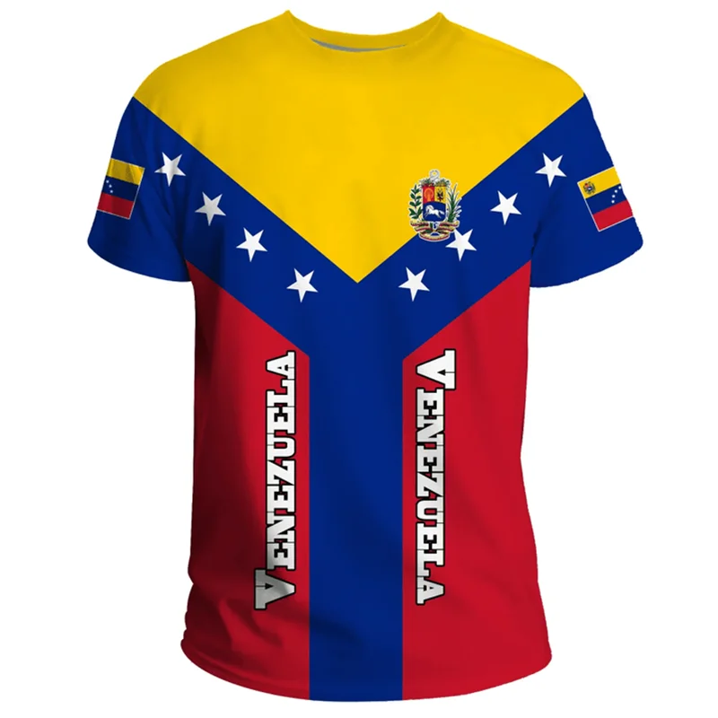 3d Print Venezuela Flag T-Shirt For Men Summer Round Neck Short Sleeve Tees Gym Sports Oversized T Shirts Tops Male Clothes
