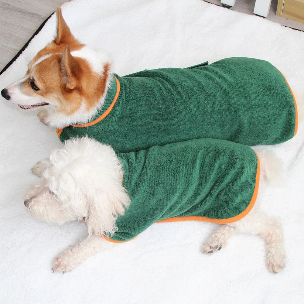 Dog Bathrobe Towel Pet Drying Coat Clothes Adjustable Pet Towel For Large Medium Small Dogs Cat Microfiber Absorbent Beach Towel