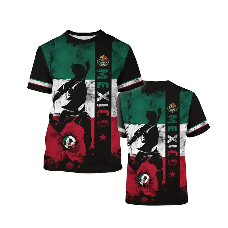 Mexico Flag Badge Baseball Jersey Men's Women's Short Sleeve Jersey Hip Hop Trend Streetwear Casual Tops Oversize Sports T-shirt
