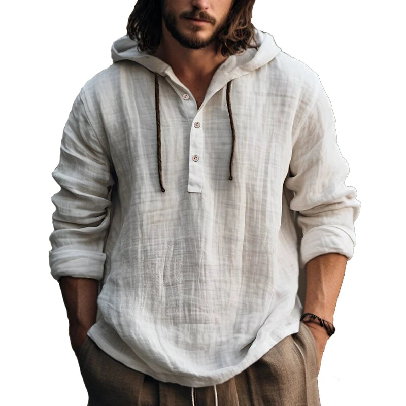 Men's Casual Blouse Cotton Linen Shirt Loose Tops Long Sleeve Tee Shirt Spring Autumn Casual Men's Shirts