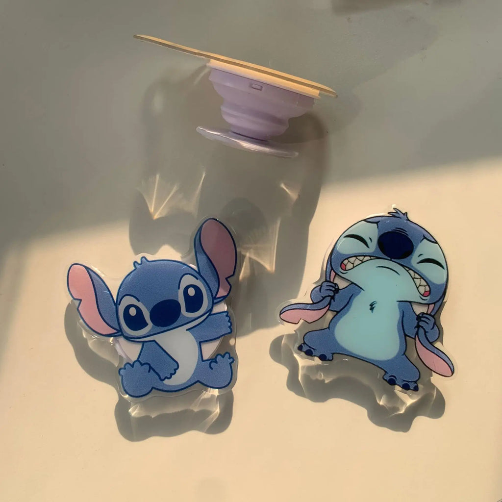 Cartoon Anime Stitch Foldable Phone Holder Cute Stitch Lazy Bracket Back Sticker Retractable Air Cushion Stand Phone Accessories