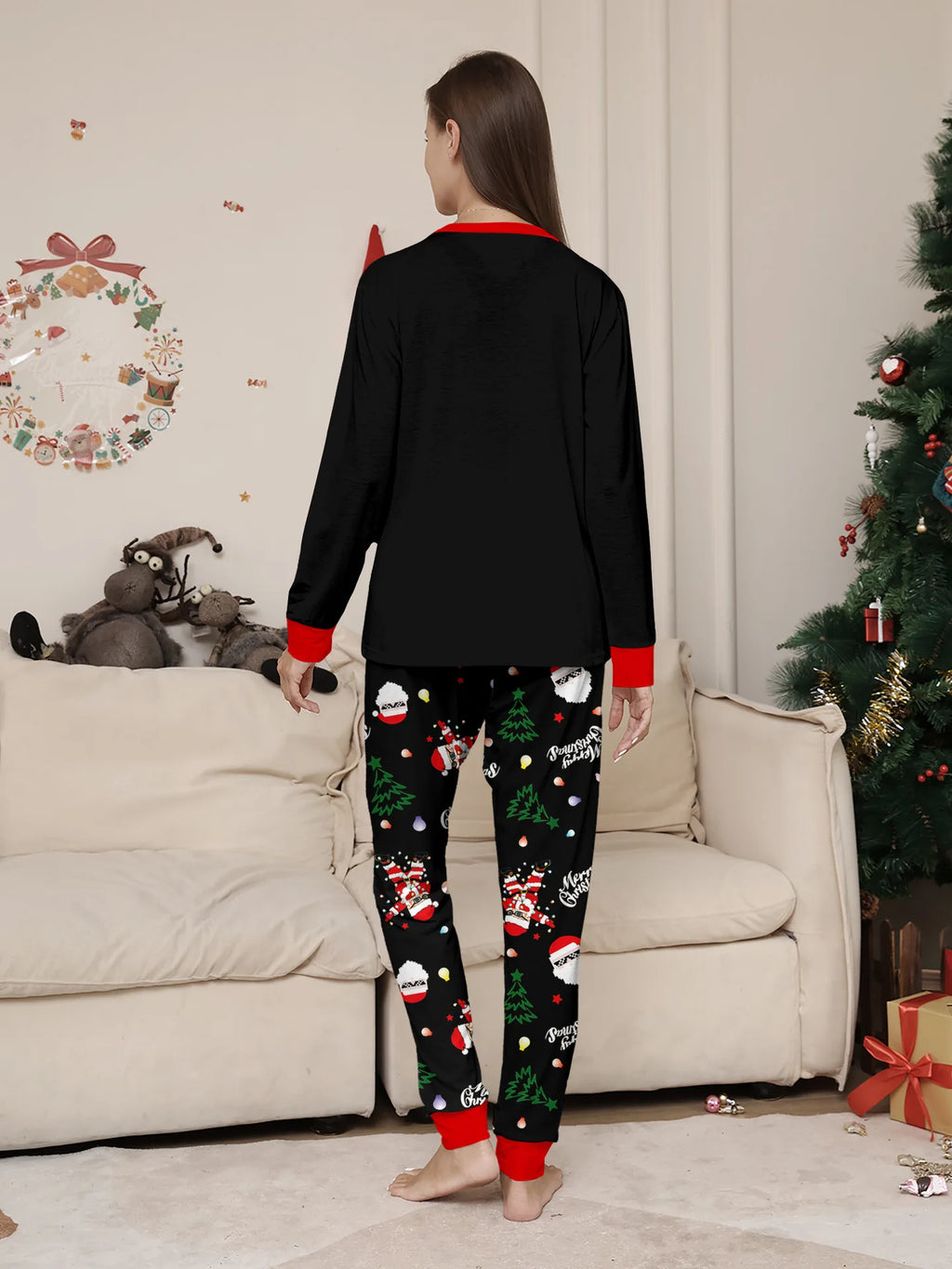 2025 New family-friendly home wear for Christmas holiday photos, including adult and children's pajama sets, Family Pajamas