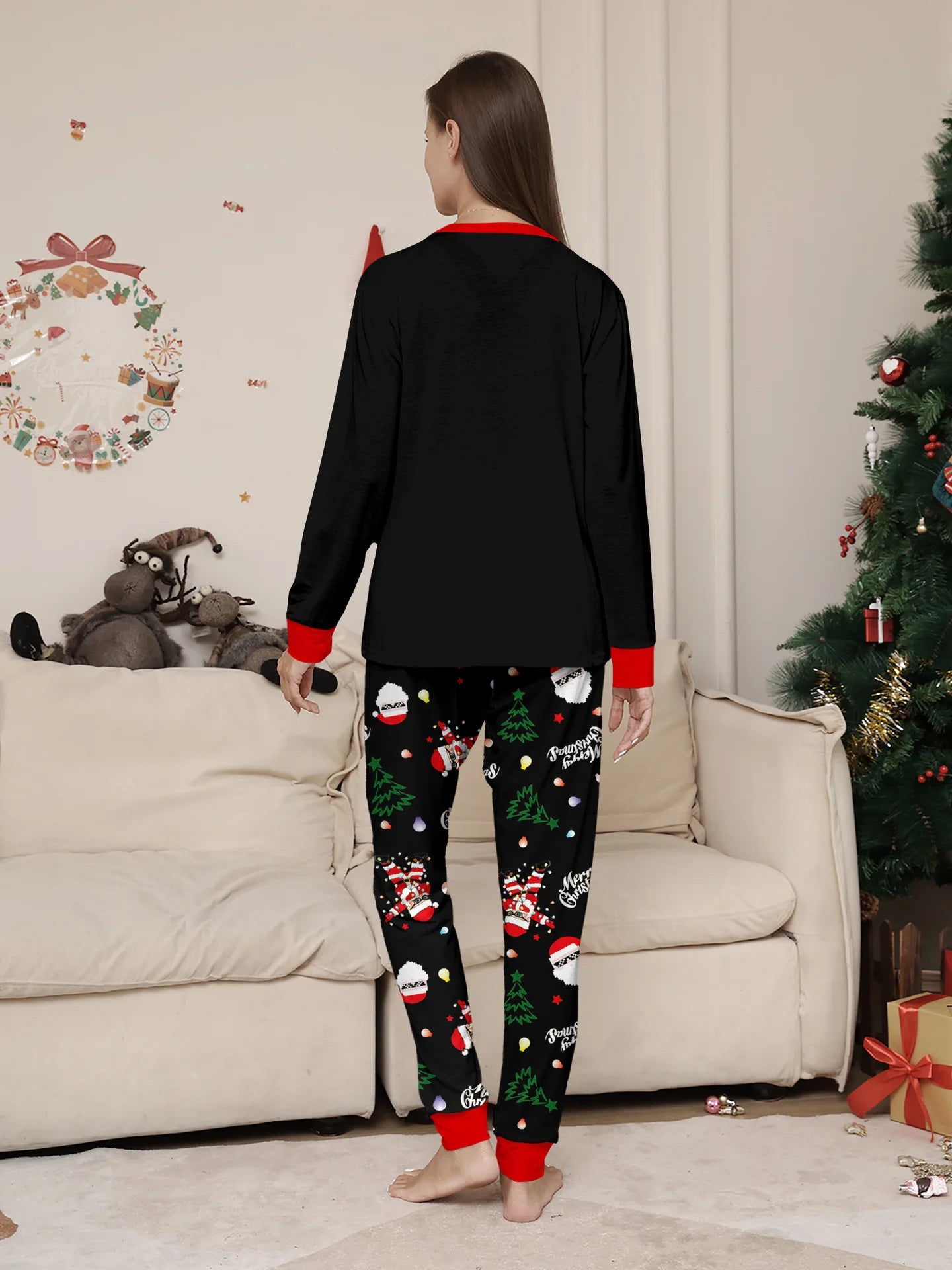 2025 New family-friendly home wear for Christmas holiday photos, including adult and children's pajama sets, Family Pajamas