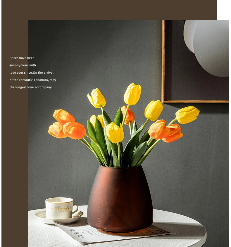 Nordic Light Luxury Home Decor Frosted Glass Vase