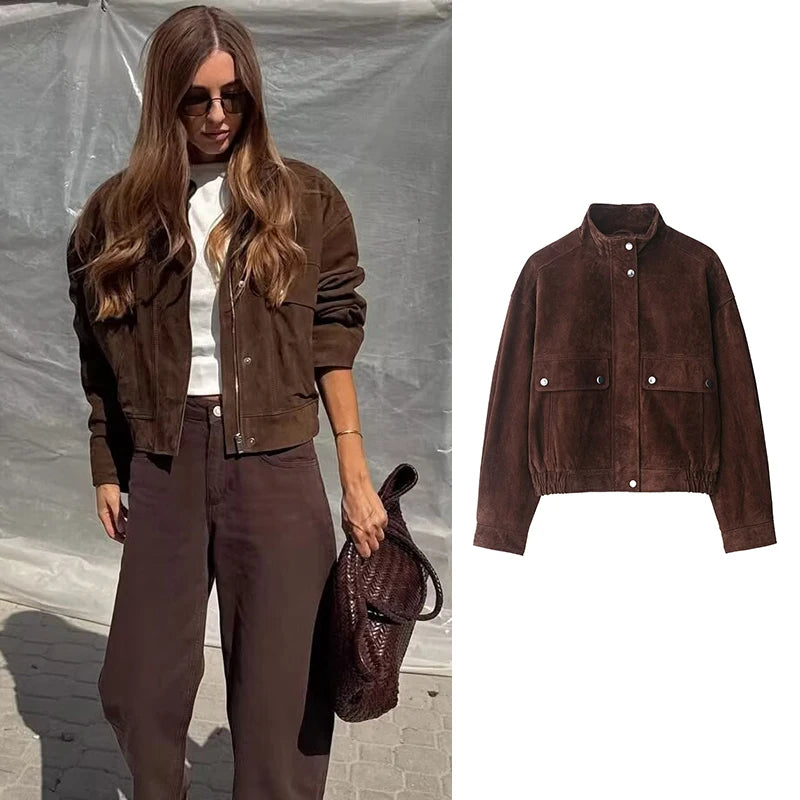 Fashion Big Pocket Elegant Women's Loose Warm Jacket