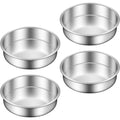 8 Inch Cake Pan Set of 4 Stainless Steel Round Layer Cake Baking Pans Molds Tins Stackable Even Heating Dishwasher Safe Non-Tox