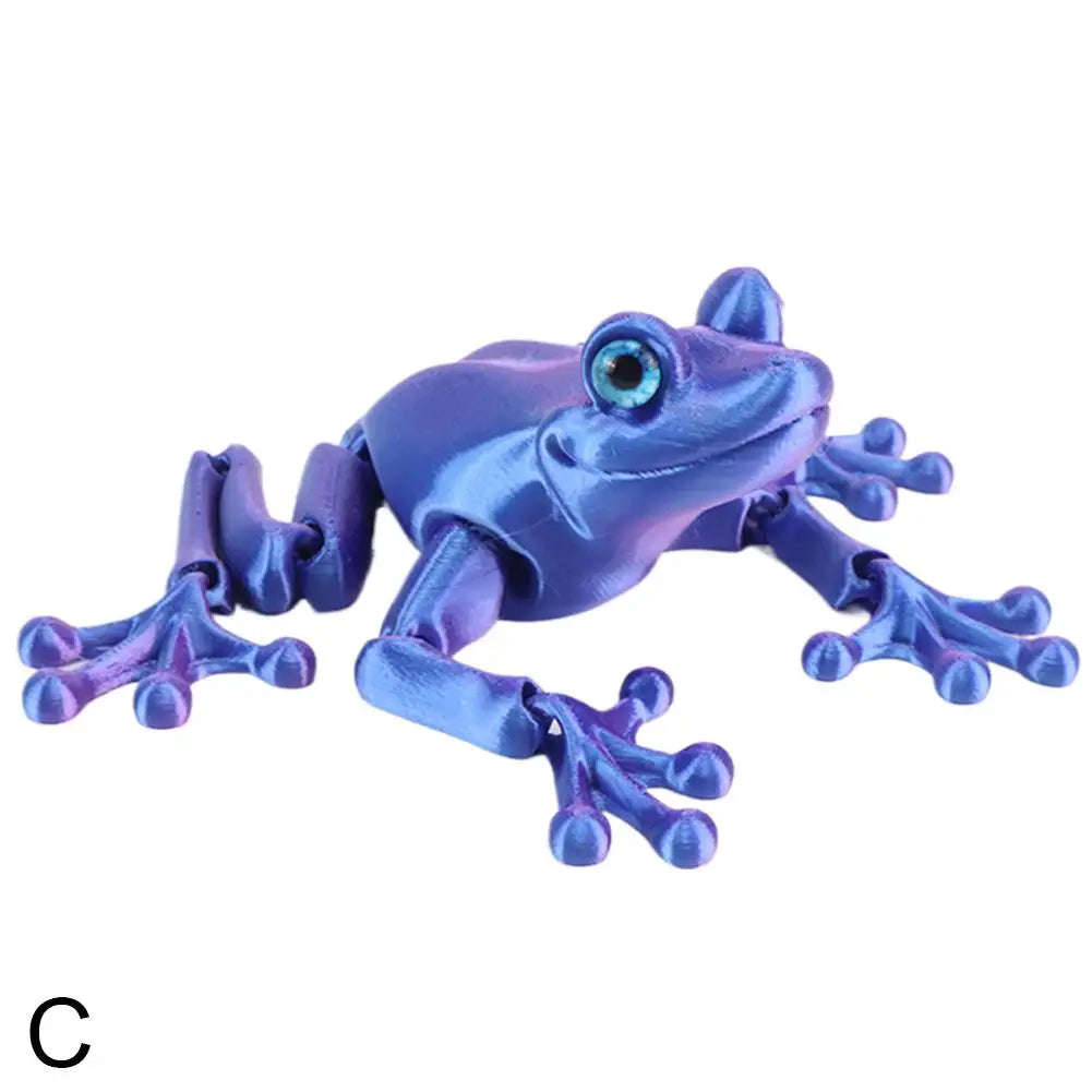 3D Printed Cute Frog Model Multi-joint Movable With Glittering Eyes Simulated Animals Model For Room Decor Accessories Kids Gift