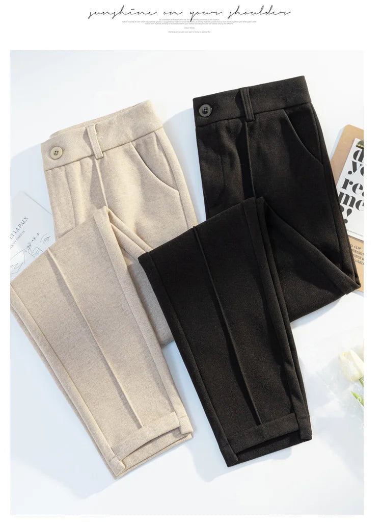 Woolen Pants Women's Harem Pencil Pants High Waist Casual Suit Pants Office Lady Women Trousers Hot Sale