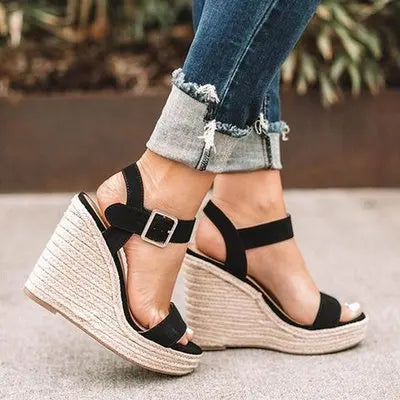 Heeled Sandals for Women Summer 2025 Espadrilles Women Sandals Comfort Buckle Strap Platform Shoes for Women New Sandalias Heels