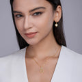JIUZUAN Geometric Pendant Necklace 925 Silver 18K Gold Plated Stylish Jewelry for Women Gift Comes with GRA Certificate