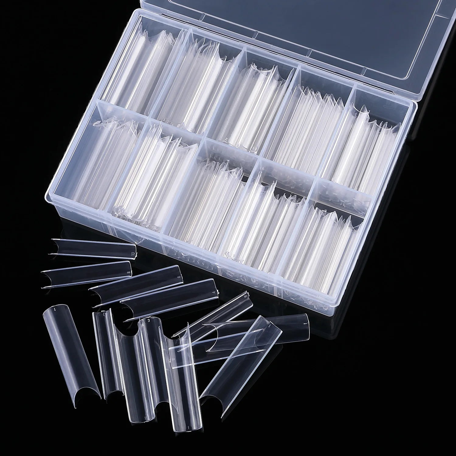 Nail Tips, Transparent Fake Fingernails Toenails Artifical Nails, Coffin Tips Manicure DIY Tools, Nails Tips Half Cover Acrylic