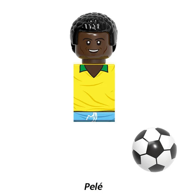 World Famous Football Players Figurine Messi Ronaldo Neymar Lewandowski Mini Action Building Block Model Toy Kids Gifts