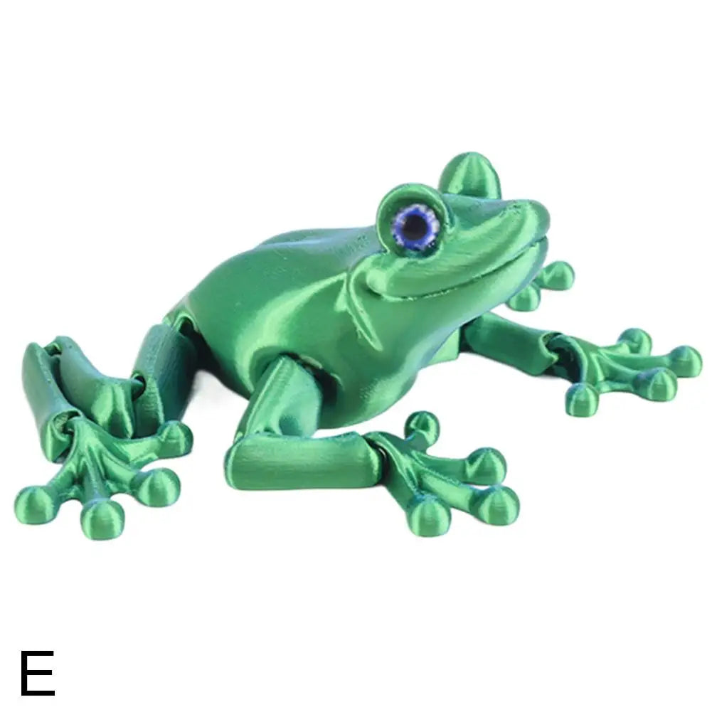 3D Printed Cute Frog Model Multi-joint Movable With Glittering Eyes Simulated Animals Model For Room Decor Accessories Kids Gift