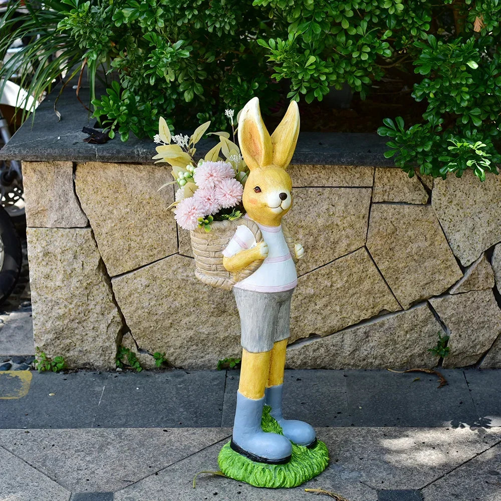 Cartoon Rabbit Flower Pot Creative Animal Sculpture Ornaments Garden Villa Landscape Bonsai Container Kindergarten Decorations
