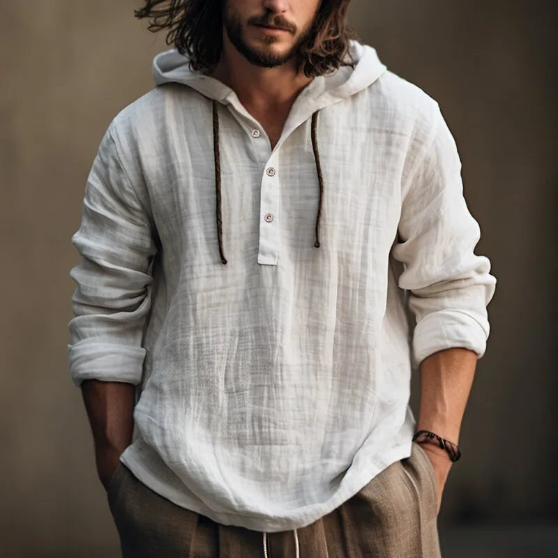 Men's Casual Blouse Cotton Linen Shirt Loose Tops Long Sleeve Tee Shirt Spring Autumn Casual Men's Shirts