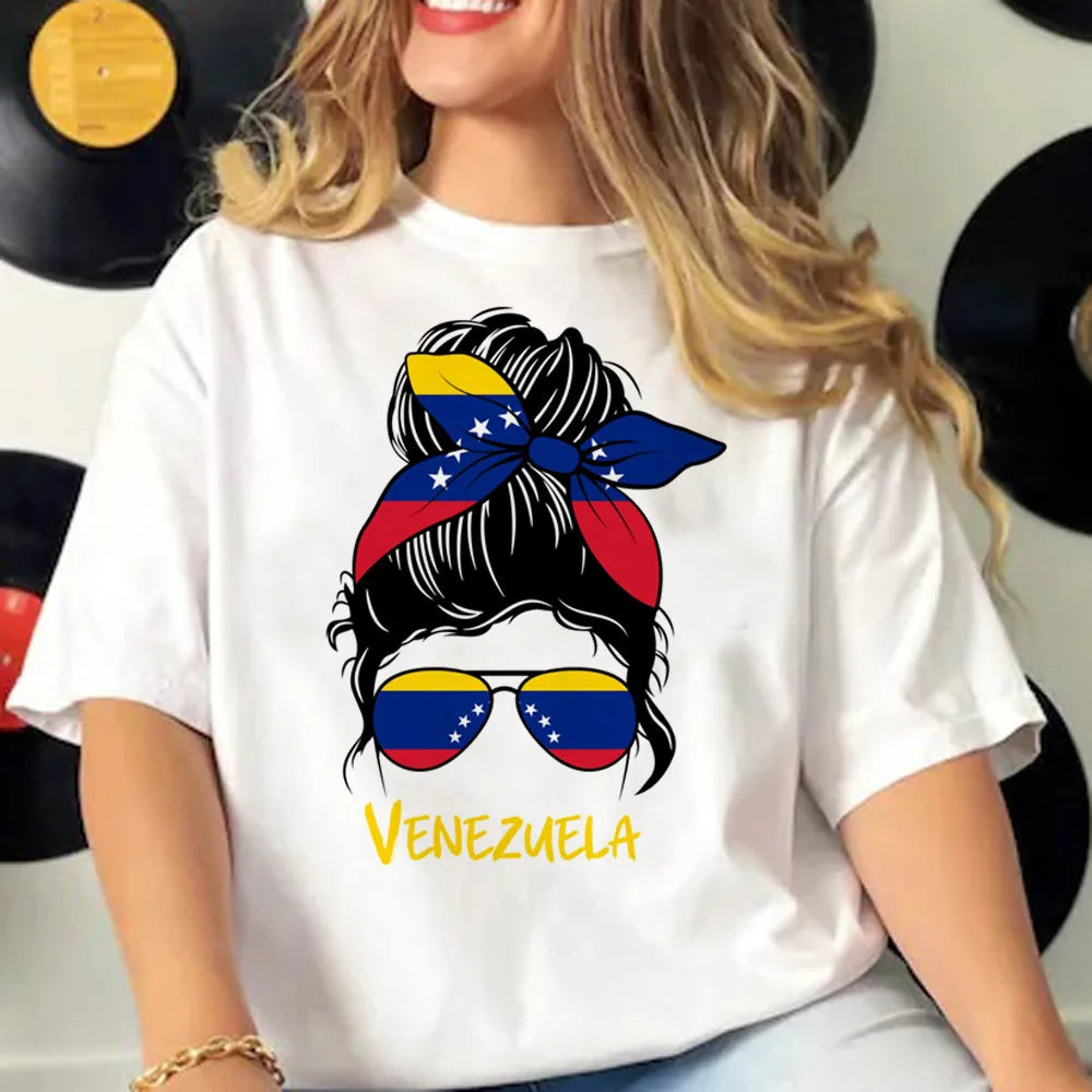 Venezuela t-shirts women crew neck streetwear patterned t shirt girl streetwear clothes