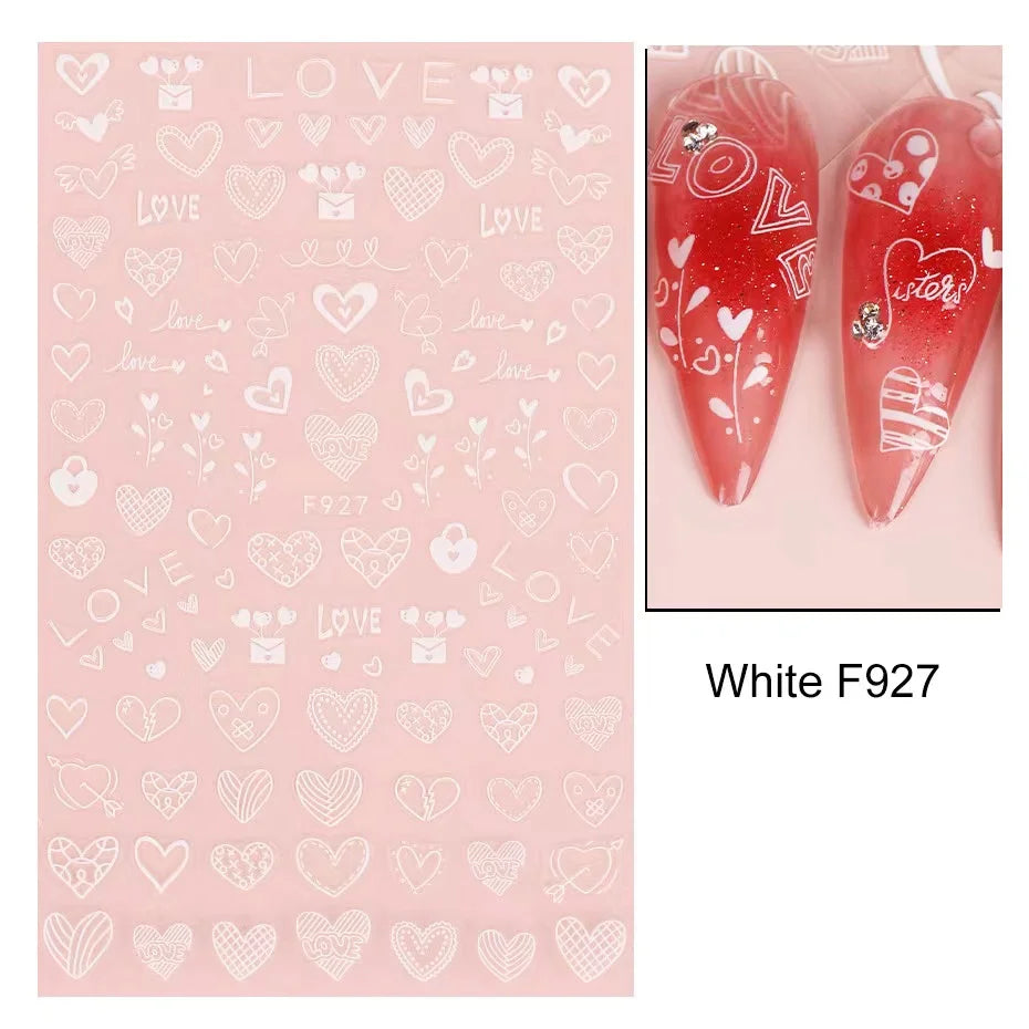 1PCS Valentine's Day Nail Stickers Cartoon Love Nail Supplies Nail Decals for Ladies Nail Art Decoration