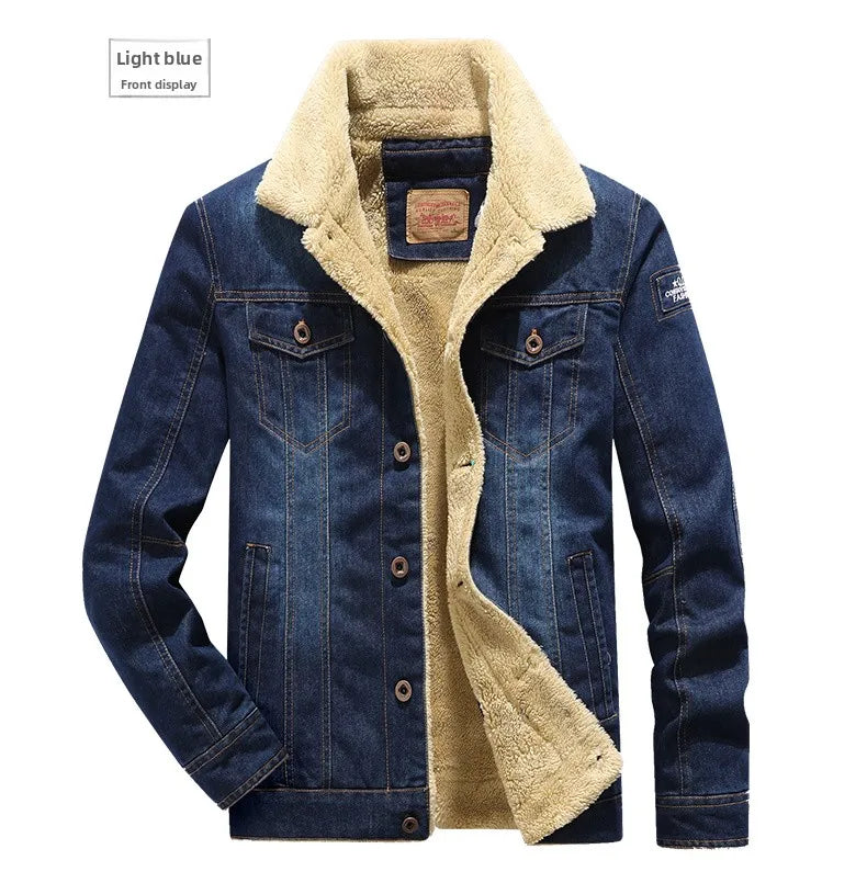 Men Windbreaker Fleece Thick Warm Winter Denim Jackets Mens Jackets Outwear Jeans Coat Male Multi-pockets Cowboy Clothing