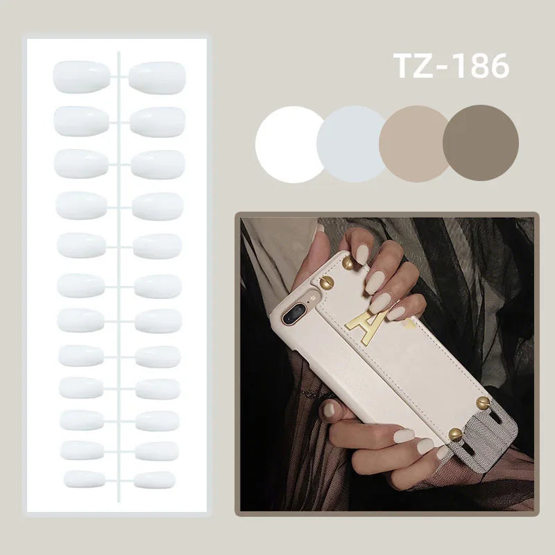 Autumn Matte Press-On Nails | 24pcs Rose Leaf Almond | Full Cover Acrylic Nail Tips with Glue
