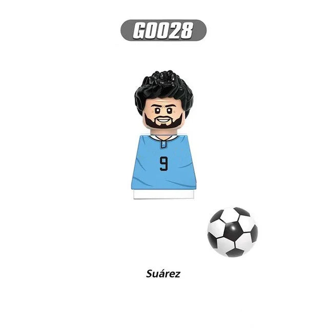 World Famous Football Players Figurine Messi Ronaldo Neymar Lewandowski Mini Action Building Block Model Toy Kids Gifts