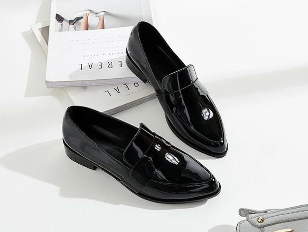 Shoes for Women 2025 Pointed Toe Ladies Summer Footwear Low Heel Elegant Black Moccasins Formal Korean Style Chic Point Lastest