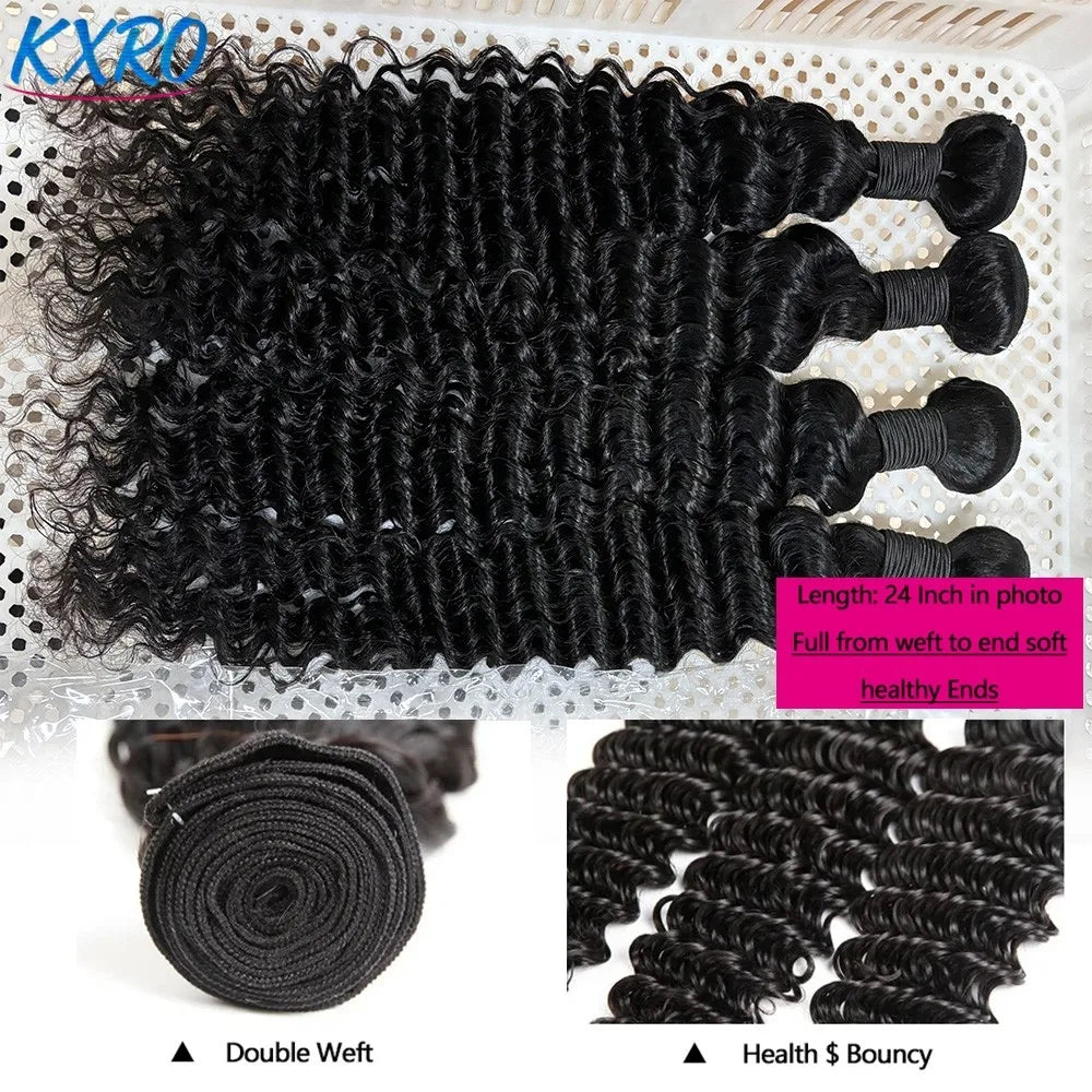 Deep Wave Hair Bundles 20-24 Inch – 12A Human Hair Extensions