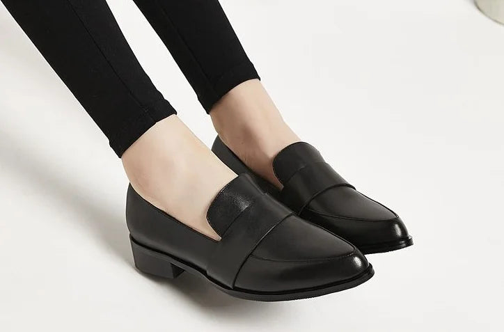 Shoes for Women 2025 Pointed Toe Ladies Summer Footwear Low Heel Elegant Black Moccasins Formal Korean Style Chic Point Lastest