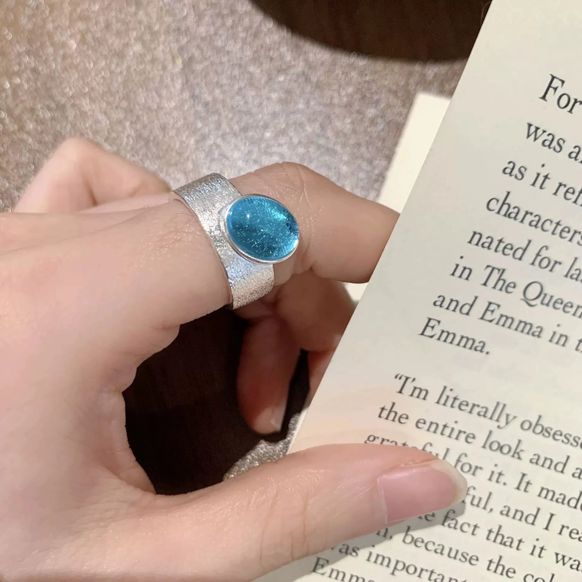 XIYANIKE Exquisite Blue Zircon Matte Wide Adjustable Open Rings For Women Sweet Cool Fashion New Jewelry Gift Party кольцо