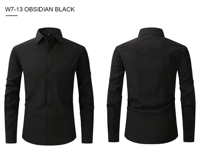 New spring and summer American men's shirt business casual long sleeve slim professional formal wear free ironing solid color