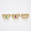 Ring for Women Men Vintage Brass Jewelry Paved Zircon Fashion Design Noble High Quality Synthetic-Gems Open Rings Wholesale