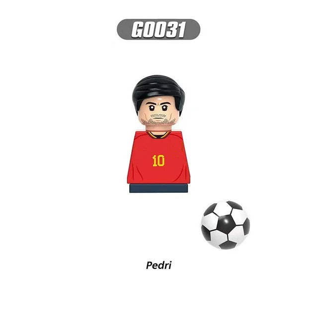 World Famous Football Players Figurine Messi Ronaldo Neymar Lewandowski Mini Action Building Block Model Toy Kids Gifts