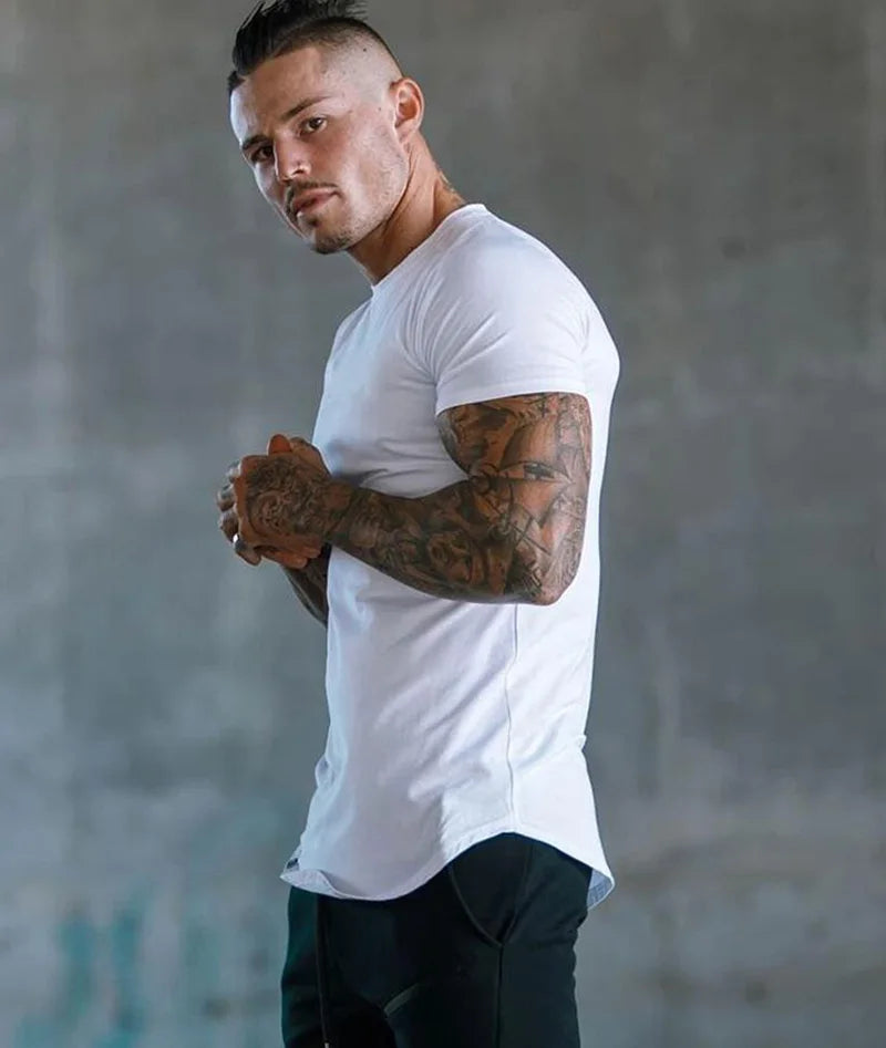 Gym Clothing Sports T Shirt Men Cotton Breathable Fitness Mens Short Sleeve T-shirt Running Tshirt Summer Tight Tee Shirt homme