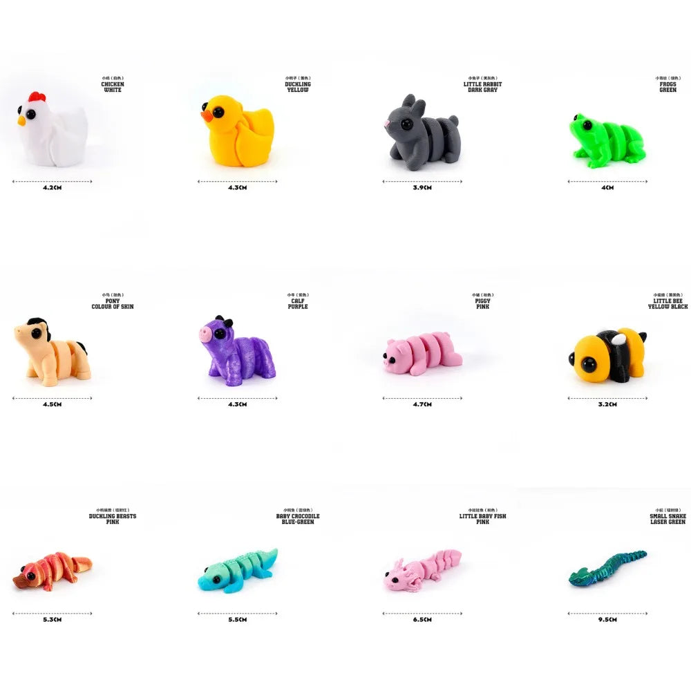3D Printed Animals Movable Joint Fidget Toy Figurine Simulation Animal Office Desktop Ornament 2026 New Year Gifts Crafts Gift