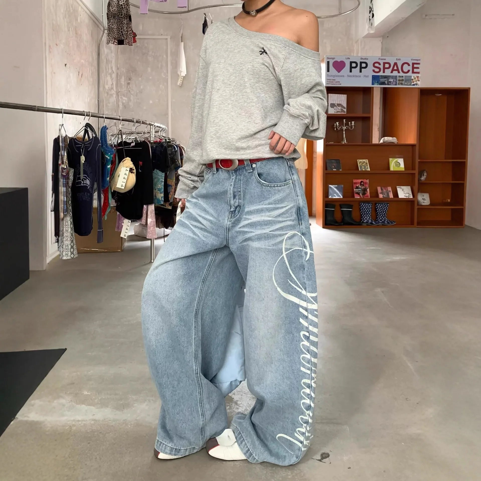Vintage Wide Leg Denim Trousers Japanese