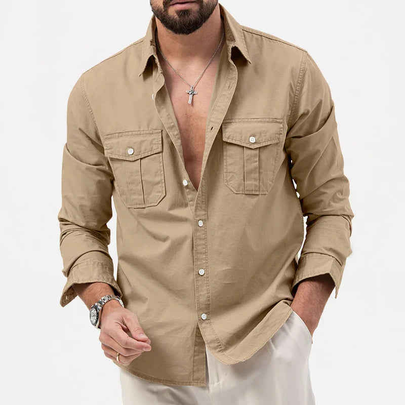 Men's Long Sleeve Shirt, Tiki Retro Solid Color Fitness Wear, Harajuku Street High Quality Fashion Jogging Fitness Autumn Shirt