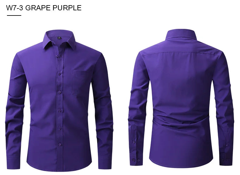 New spring and summer American men's shirt business casual long sleeve slim professional formal wear free ironing solid color