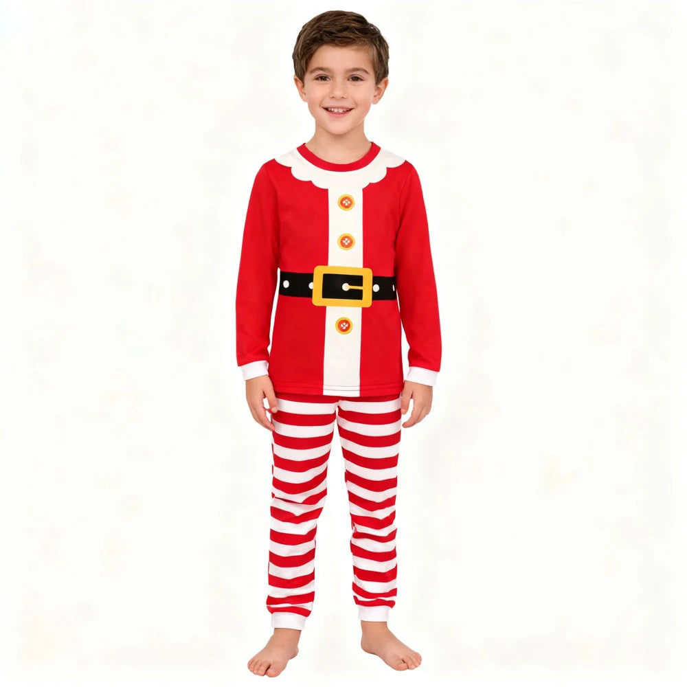 Children's Christmas Long Sleeve Pajama Sets Kids Elf and Santa Claus Sleepwear Boys Pijamas Baby Girls Pjs for Festive Xmas