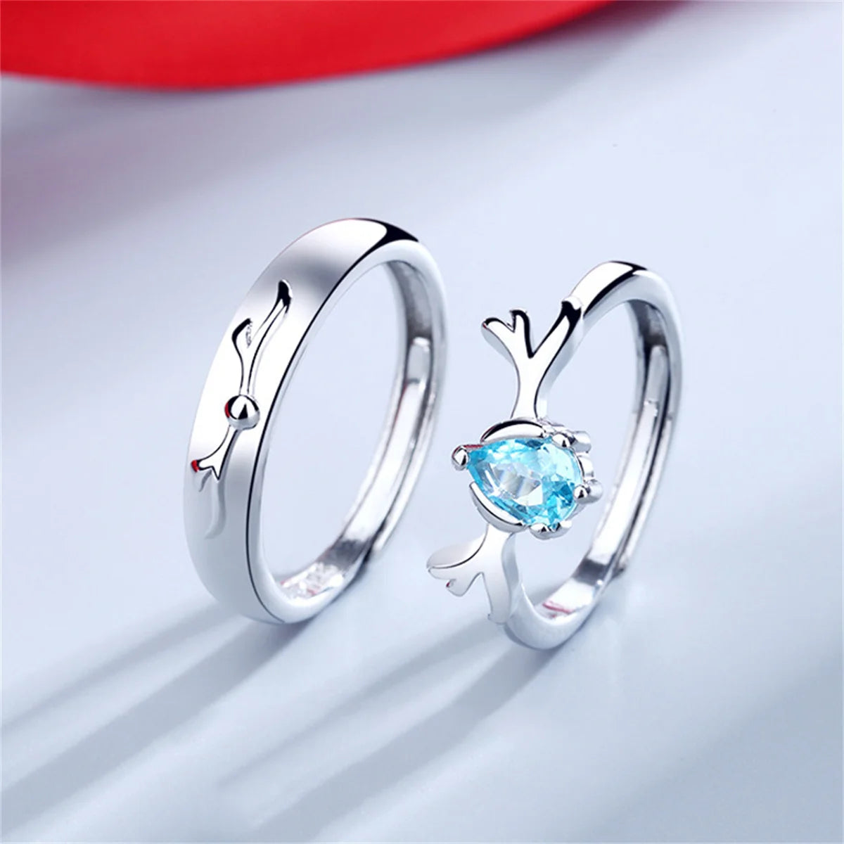 2Pcs/set Silver Plated Crown Square Couple Rings For Women Men Punk Forever Endless Love Wedding Ring Valentine's Day Jewelry