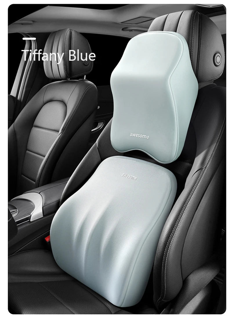 Car Lumbar Back Support Headrest Neck Pillow Memory Foam Lumbar Pillow Universal Soft Neck Pillows Cushion Car Seat Cushion